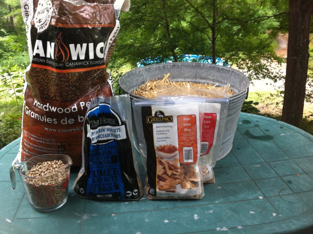 Hardwood fuel pellets and smoker woodchips in various sizes